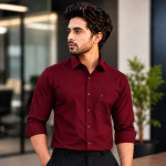 Men's Waterproof & Stain-Free Shirt – Dark Maroon